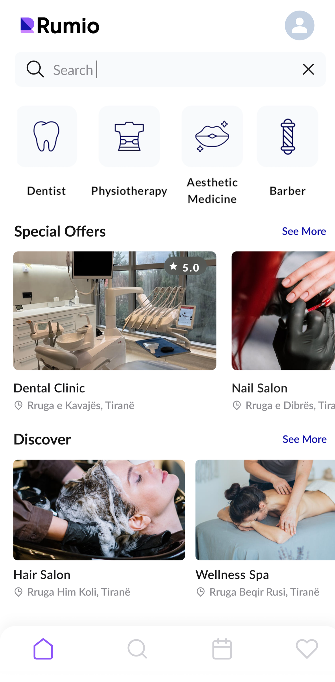 Customer app — discovery feed